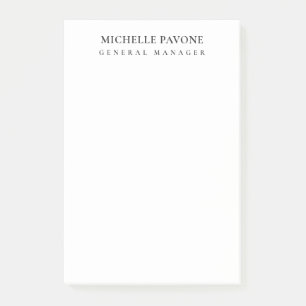 Notas Post-it® Elegante Negro y Blanco Simple Sencillo Profesiona