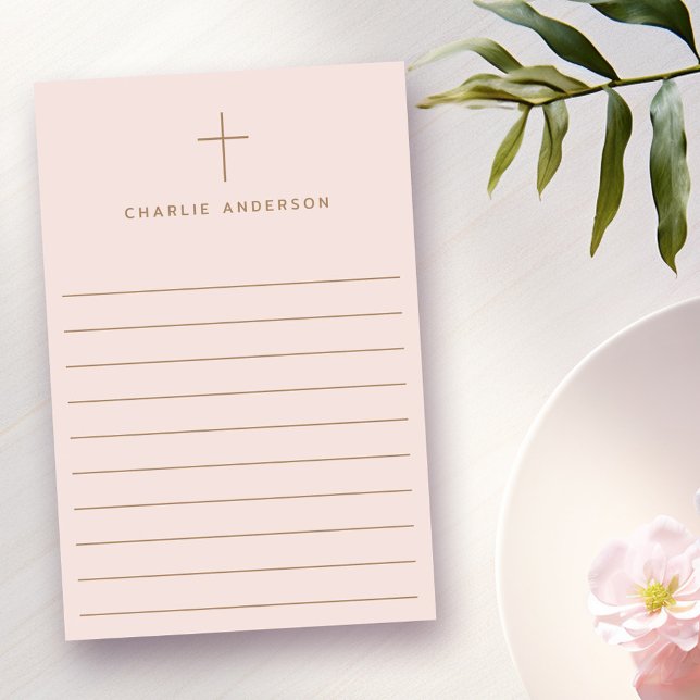 Notas Post-it® Elegante nombre de cruz cristiano rosa claro (Elegant Christian cross name light blush pink Post-it Notes)