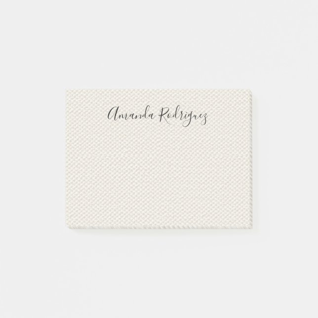 Notas Post-it® Elegante nombre de guión en la textura de tela de  (Anverso)