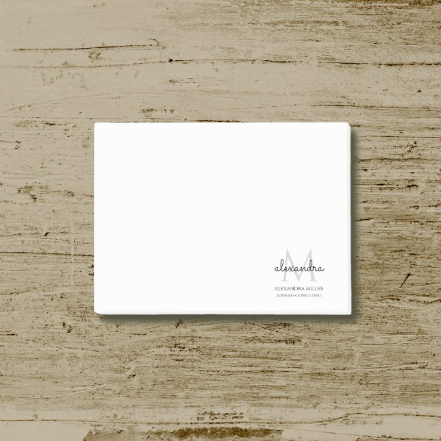 Notas Post-it® Elegante Nombre de Monograma Negro y Blanco (Subido por el creador)