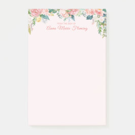 Notas Post-it® Elegante nombre floral Rubor rosa rosa peony