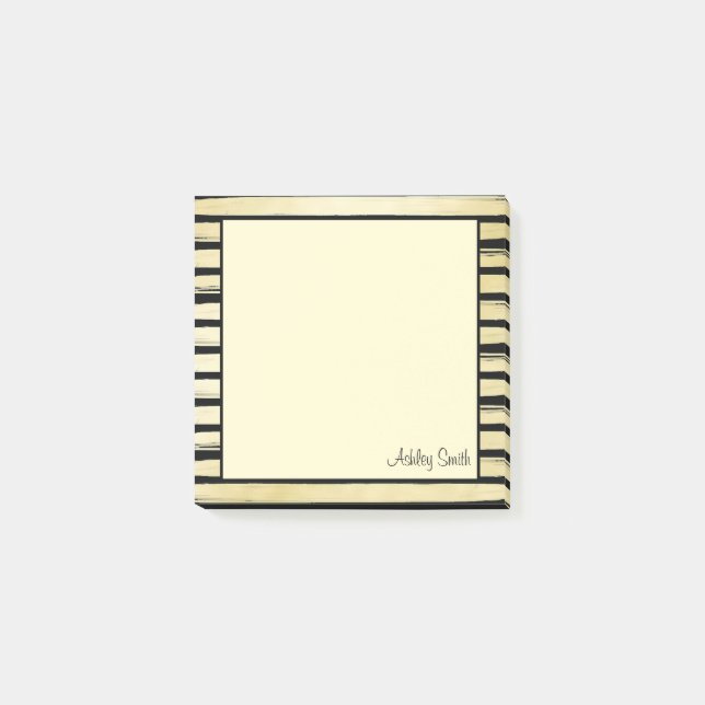 Notas Post-it® Elegante nombre personalizado Relieve metalizado d (Anverso)