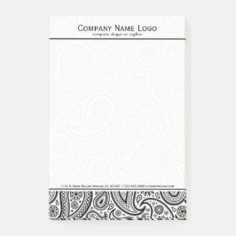 Notas Post-it® Elegante Paisley Floral Blanca Y Negra