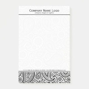Notas Post-it® Elegante Paisley Floral Blanca Y Negra
