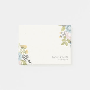 Notas Post-it® Elegante Pastel Boho Rubor Blue Green Leafy Floral