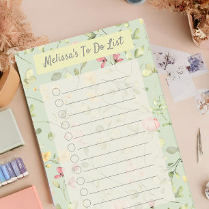 Notas Post-it® Elegante patrón floral verde personalizado