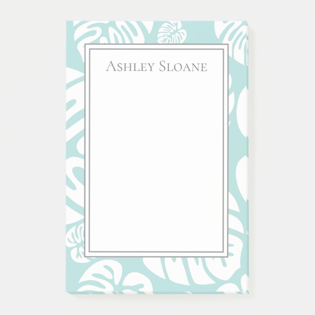 Notas Post-it® Elegante Personalizado Bebé Blue White Tropical Le (Anverso)