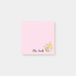 Notas Post-it® Elegante Personalizado Floral Monograma Diseño