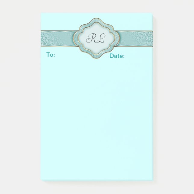 Notas Post-it® Elegante Personalizado Turquoise Banner Post que n (Anverso)