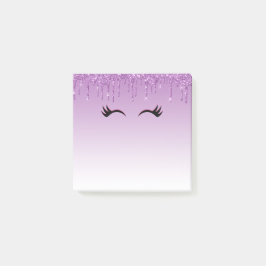 Notas Post-it® Elegante pestañas rosadas y negras sobre el Purpur