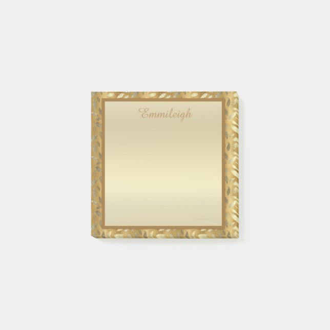Notas Post-it® Elegante Post Personalizado Gold Leaves Post It No (Anverso)