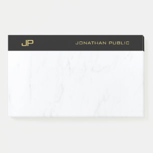 Notas Post-it® Elegante Profesional Monograma Negro Oro Simple