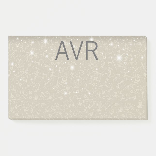 Notas Post-it® Elegante Purpurina de oro blanco de lujo (Anverso)