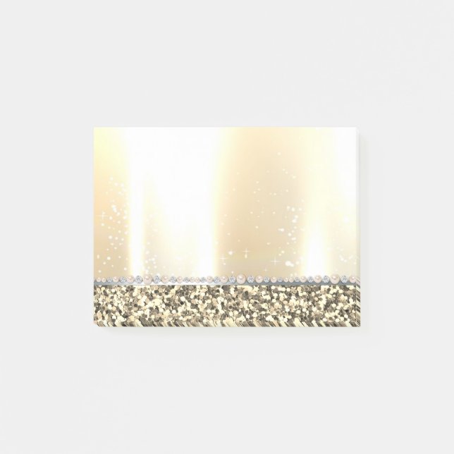 Notas Post-it® Elegante Purpurina de oro de lujo, diamantes, perl (Anverso)
