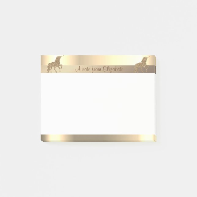 Notas Post-it® Elegante Purpurina de oro Unicornio, Stripe - Pers (Anverso)