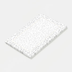 Notas Post-it® Elegante Purpurina de Plata Blanca Leopardo Impres