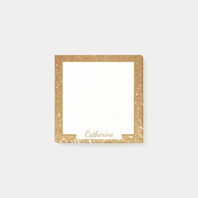 Notas Post-it® Elegante Purpurina dorado borde Moda de marco (Anverso)