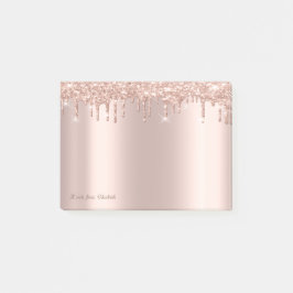 Notas Post-it® Elegante Rosa Brillante con Drips de Purpurina
