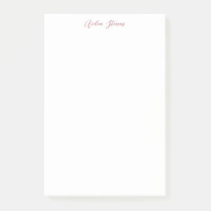 Notas Post-it® Elegante Rosa caligrafía de oro Nombre blanco