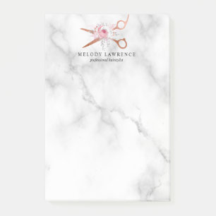 Notas Post-it® Elegante rosa de cobre tijeras de oro peinado