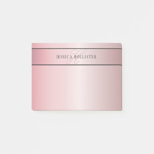 Notas Post-it® Elegante Rubor Faux Rosa Gold Nombre e Iniciales
