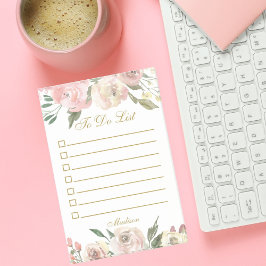 Notas Post-it® Elegante Rubor Pink Floral Gold To Do List Persona