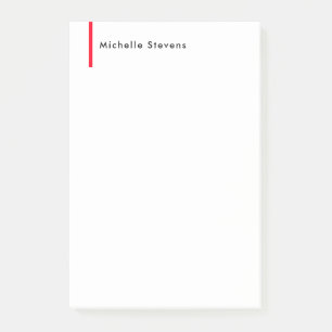 Notas Post-it® Elegante sencillo negro y blanco rojo Minimalista