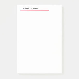 Notas Post-it® Elegante sencillo negro y blanco rojo Minimalista
