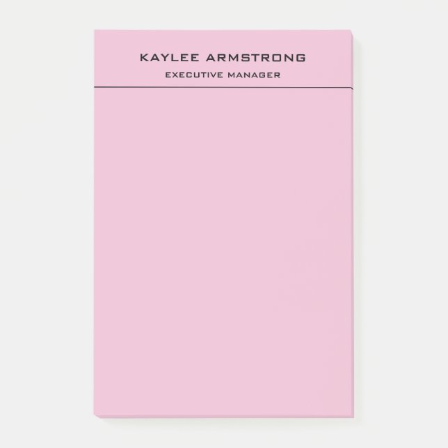 Notas Post-it® Elegante sencillo y sencillo rosa claro profesiona (Anverso)
