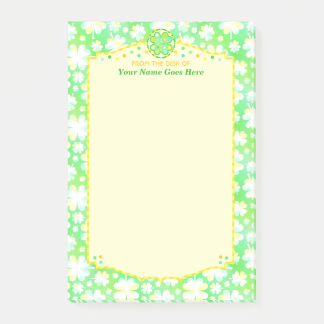 Notas Post-it® Elegante Shamrock Clovers Nombre personalizado Irl (Anverso)