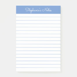 Notas Post-it® Elegante simple Perwinkle Blue Lined Personalizado