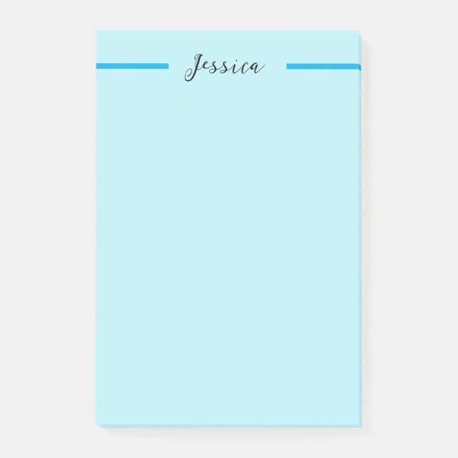 Notas Post-it® Elegante Simple Profesional Nombre Moderno Azul (Anverso)