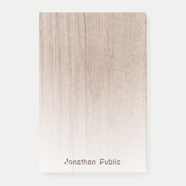 Notas Post-it® Elegante Texto perturbado Elegante De Madera Marró (Anverso)