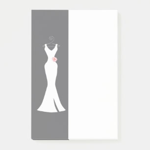 Notas Post-it® Elegante vestido blanco en gris - Diseño sencillo 