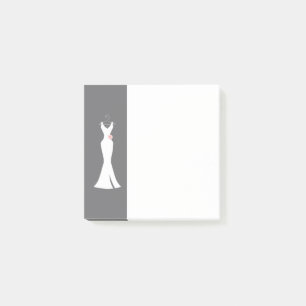 Notas Post-it® Elegante vestido blanco sobre gris - Diseño sencil