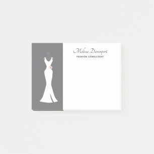 Notas Post-it® Elegante vestido blanco sobre gris - Diseño sencil