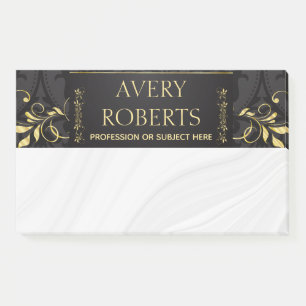 Notas Post-it® Elegante y elegante damasco de oro negro floral de