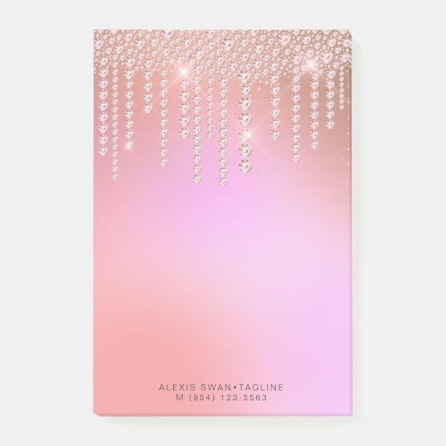 Notas Post-it® Elegante y elegante diamantes rosas y violetas (Anverso)