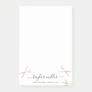 Notas Post-it® Elegante y elegante estilista de las tijeras rosa