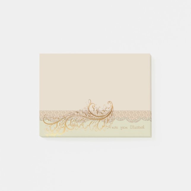Notas Post-it® Elegante y elegante, Faux Gold Feather personaliza (Anverso)