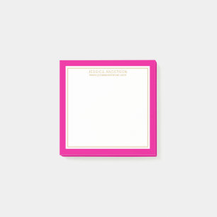 Notas Post-it® Elegante y Girona Magenta/Blanco/Oro Personalizado