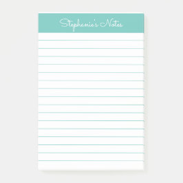 Notas Post-it® Elegante y simple Aqua Lined Personalizado