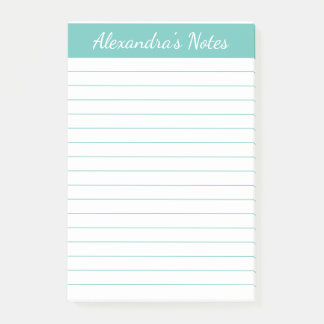 Notas Post-it® Elegante y simple Aqua Lined Personalizado
