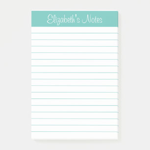 Notas Post-it® Elegante y simple Aqua Lined personalizado