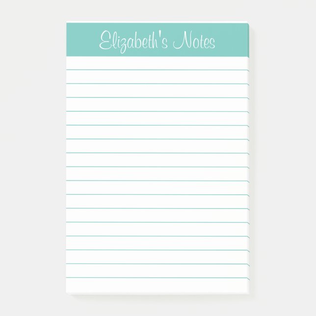 Notas Post-it® Elegante y simple Aqua Lined personalizado (Anverso)