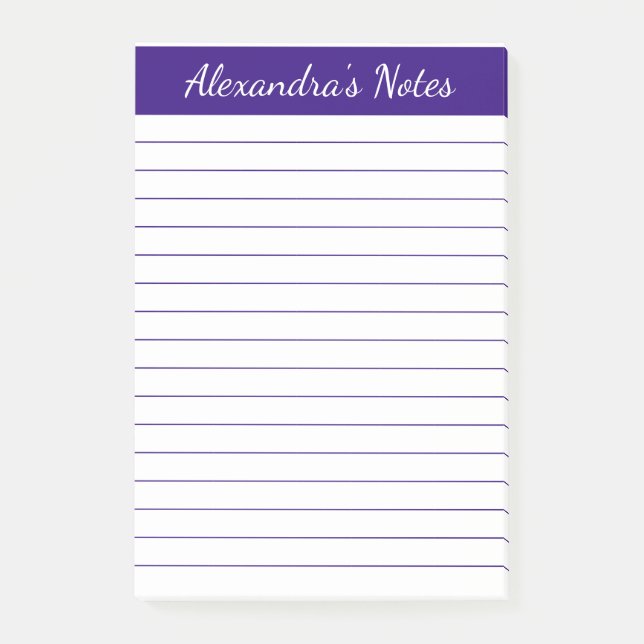 Notas Post-it® Elegante y simple, con lino púrpura personalizado (Anverso)