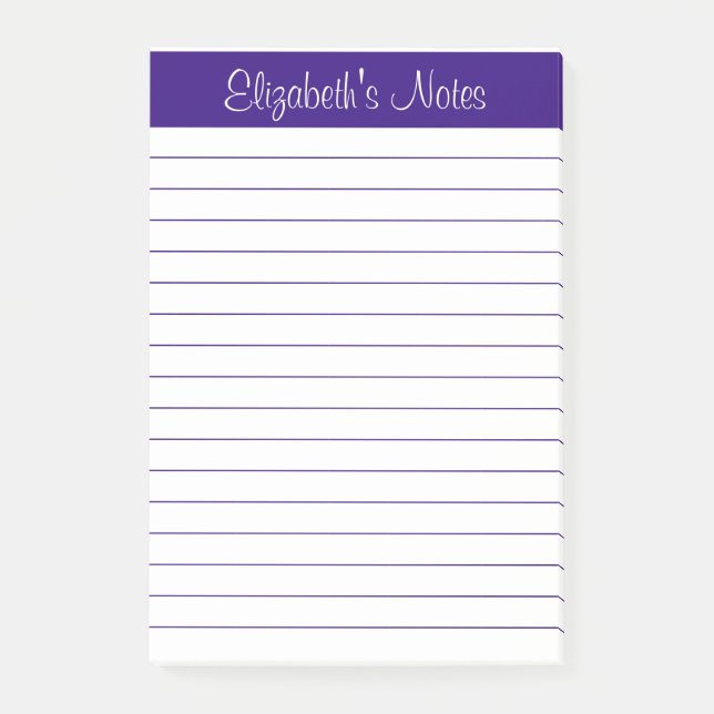 Notas Post-it® Elegante y simple, con lino púrpura personalizado (Anverso)