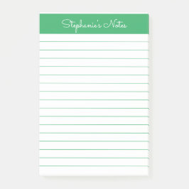 Notas Post-it® Elegante y simple con lino verde personalizado