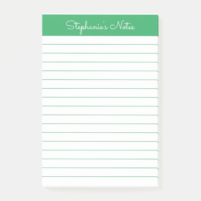 Notas Post-it® Elegante y simple con lino verde personalizado (Anverso)