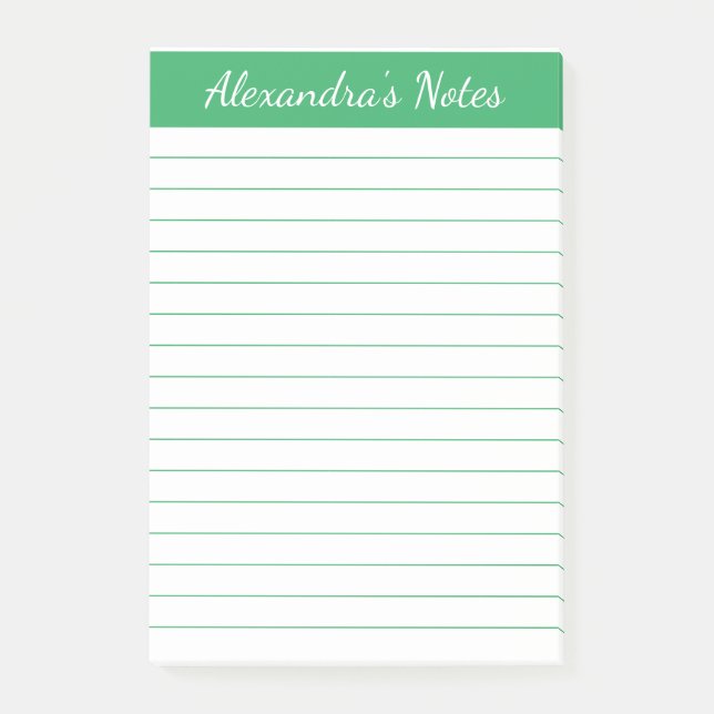 Notas Post-it® Elegante y simple con lino verde personalizado (Anverso)